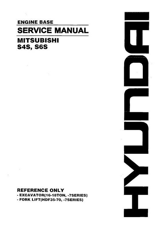 Hyundai S4S, S6S Mitsubishi Engine Base Service Manual